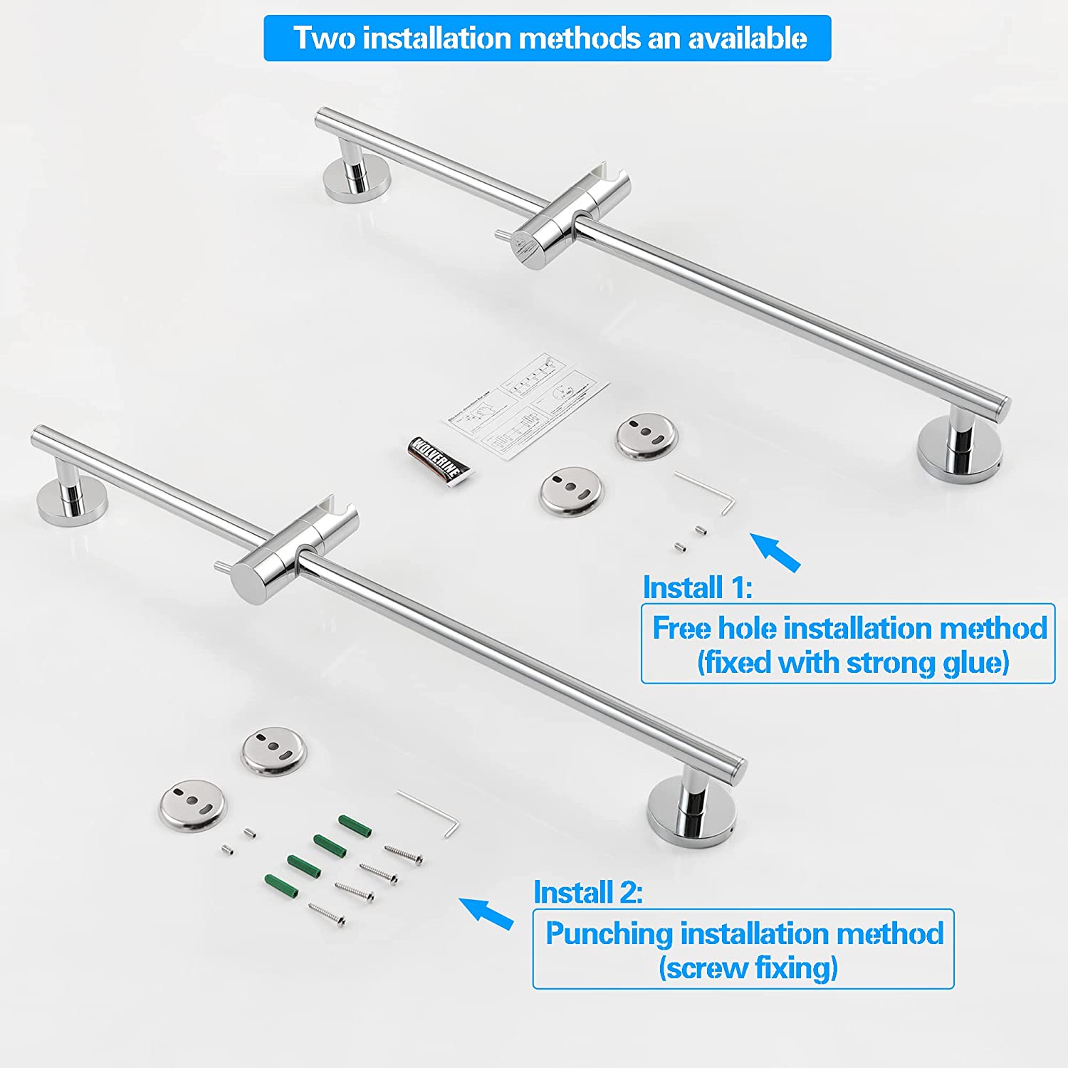 American Imaginations AI-36125 5" Chrome Rectangular Wall Mount Modern Shower Slide Bar