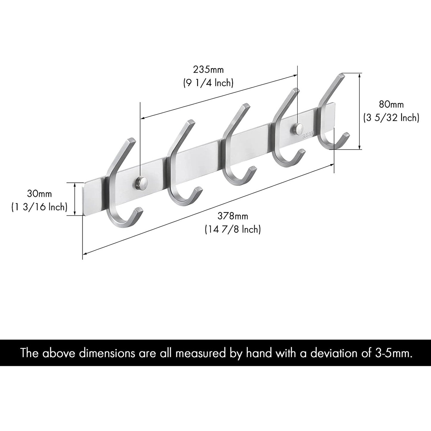 American Imaginations AI-36126 15" Brushed Steel Rectangular Wall Mount Transitional Robe Hook