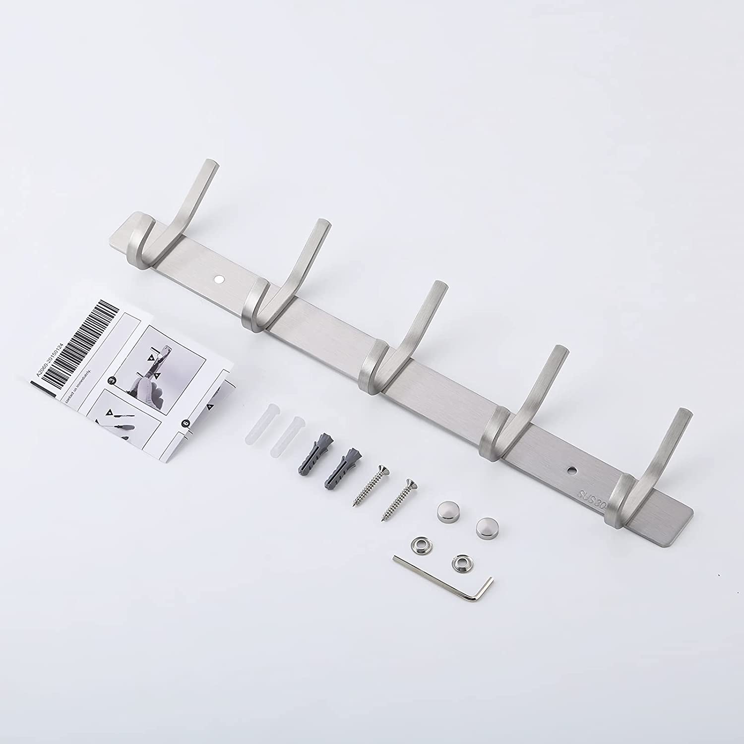 American Imaginations AI-36126 15" Brushed Steel Rectangular Wall Mount Transitional Robe Hook