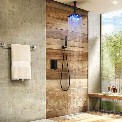 American Imaginations AI-36132 19" Black Square Brass Modern Shower Kit