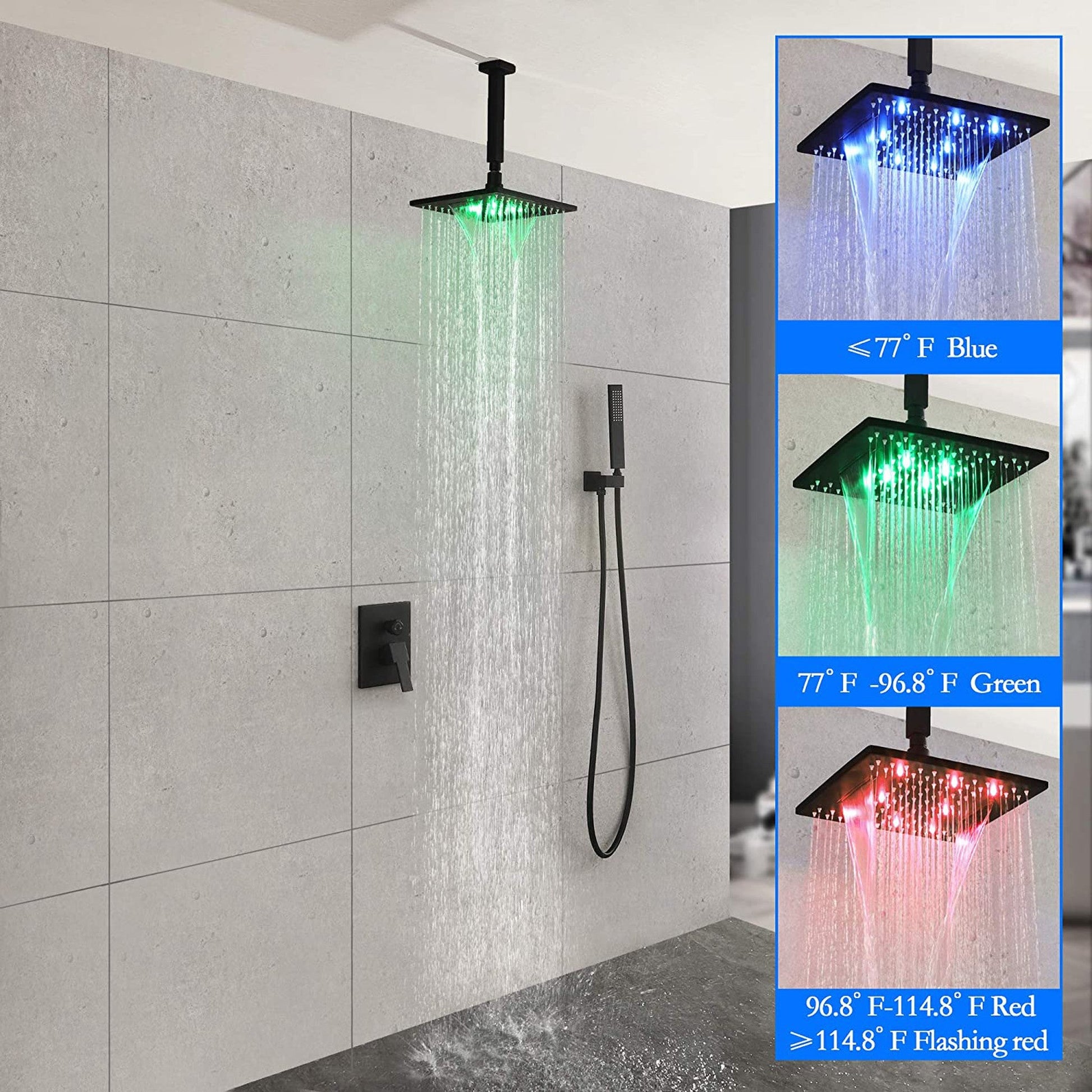 American Imaginations AI-36132 19" Black Square Brass Modern Shower Kit