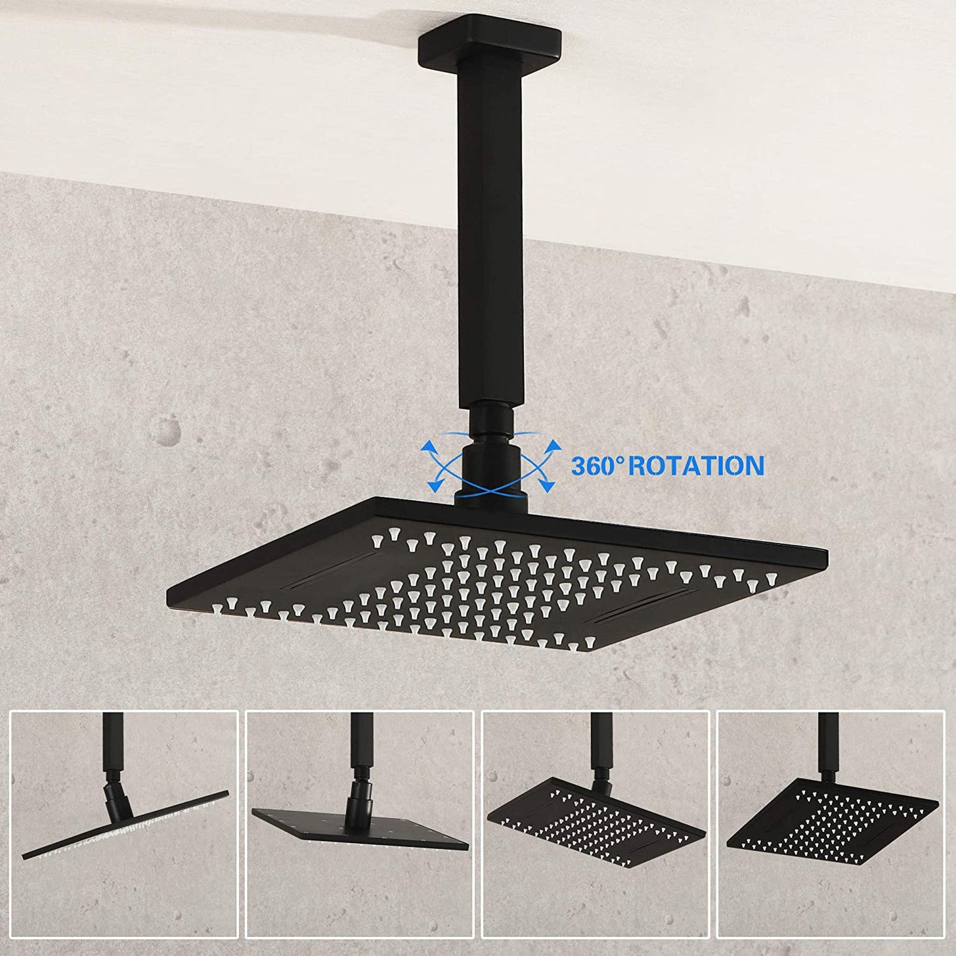 American Imaginations AI-36132 19" Black Square Brass Modern Shower Kit