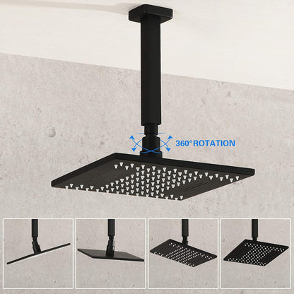 American Imaginations AI-36132 19" Black Square Brass Modern Shower Kit