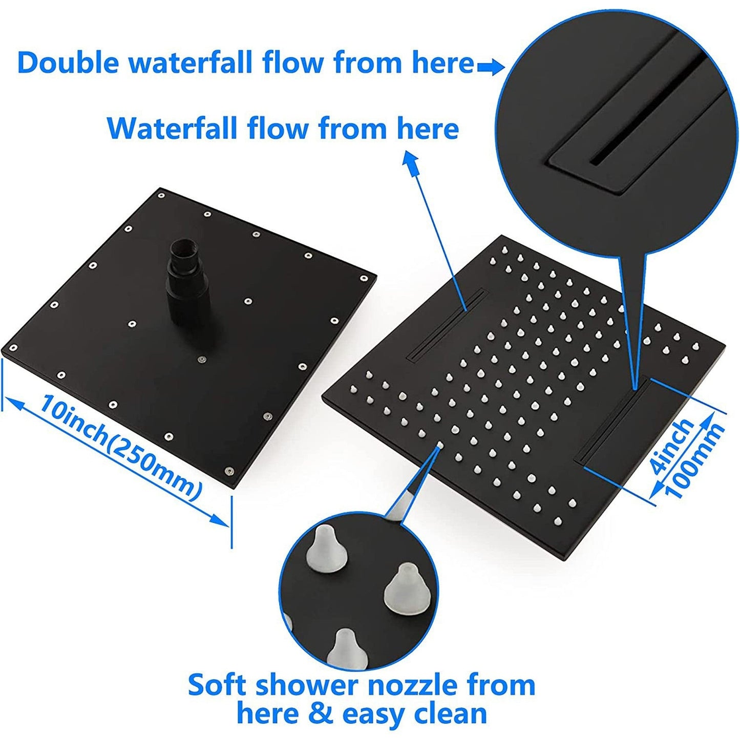 American Imaginations AI-36132 19" Black Square Brass Modern Shower Kit