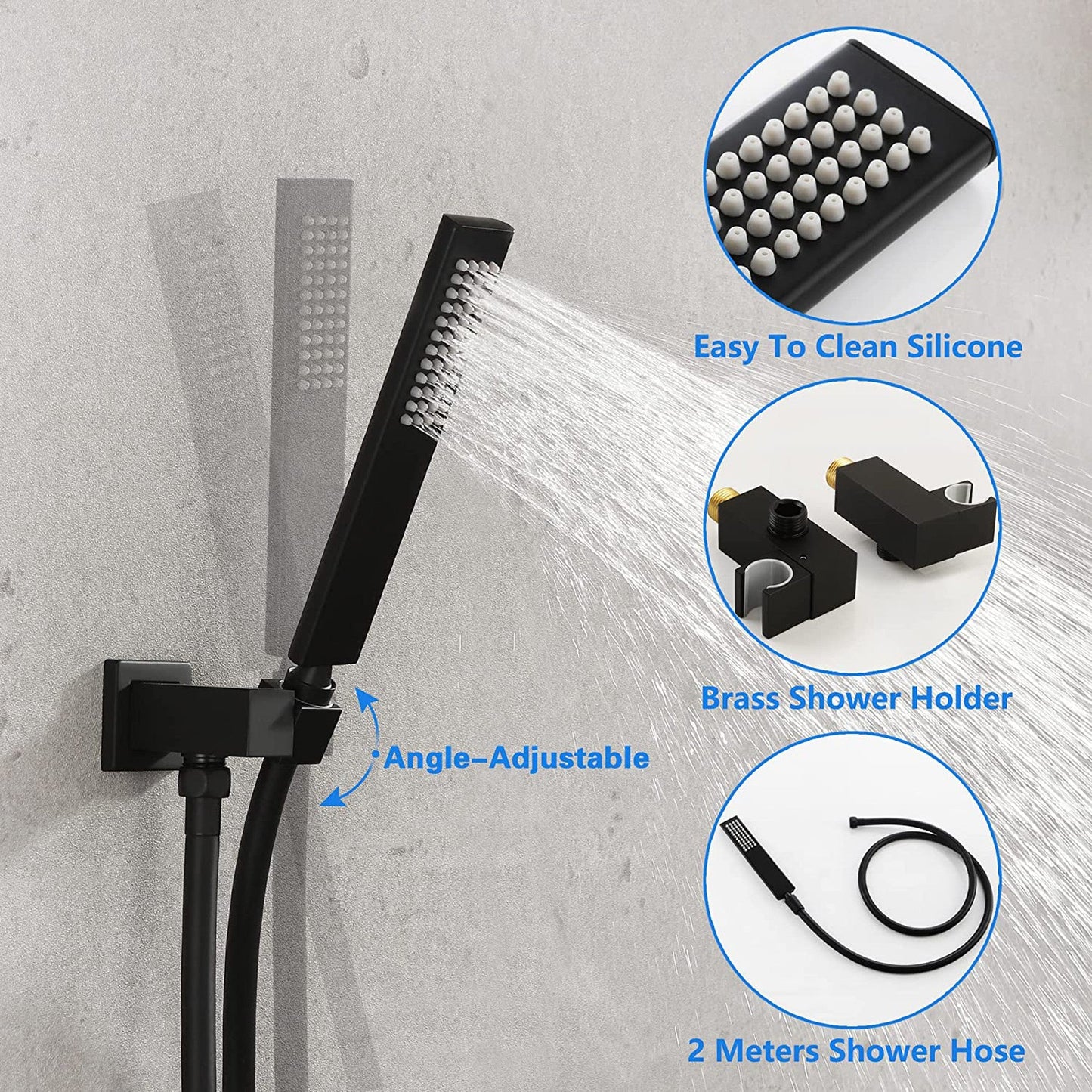 American Imaginations AI-36132 19" Black Square Brass Modern Shower Kit