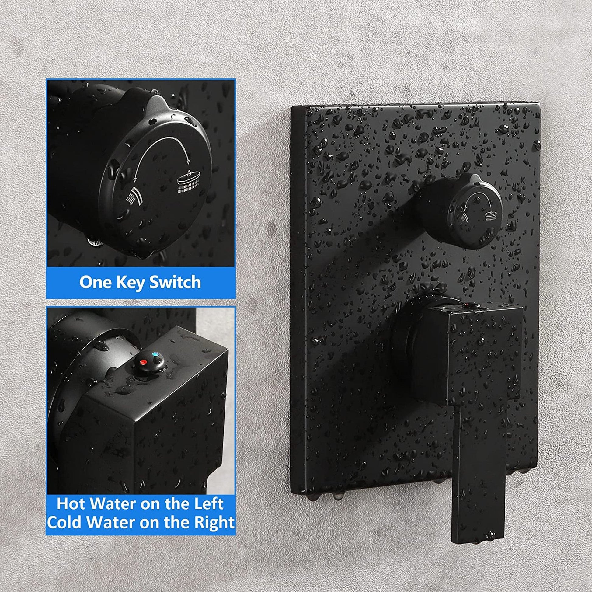 American Imaginations AI-36132 19" Black Square Brass Modern Shower Kit