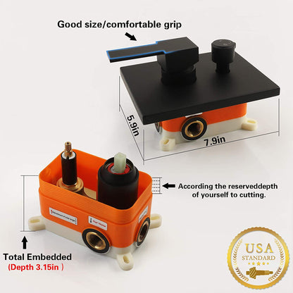 American Imaginations AI-36132 19" Black Square Brass Modern Shower Kit