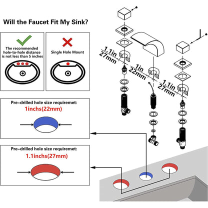 American Imaginations AI-36135 5" Black Unique Brass Modern Bathroom Sink Faucet