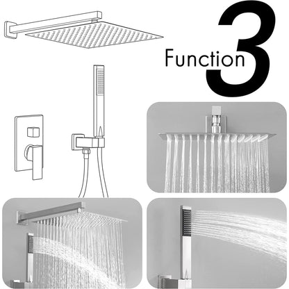 American Imaginations AI-36137 13" Brushed Nickel Rectangle Stainless Steel Modern Shower Kit