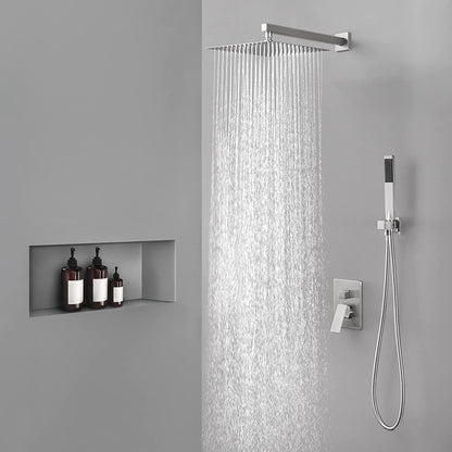 American Imaginations AI-36137 13" Brushed Nickel Rectangle Stainless Steel Modern Shower Kit