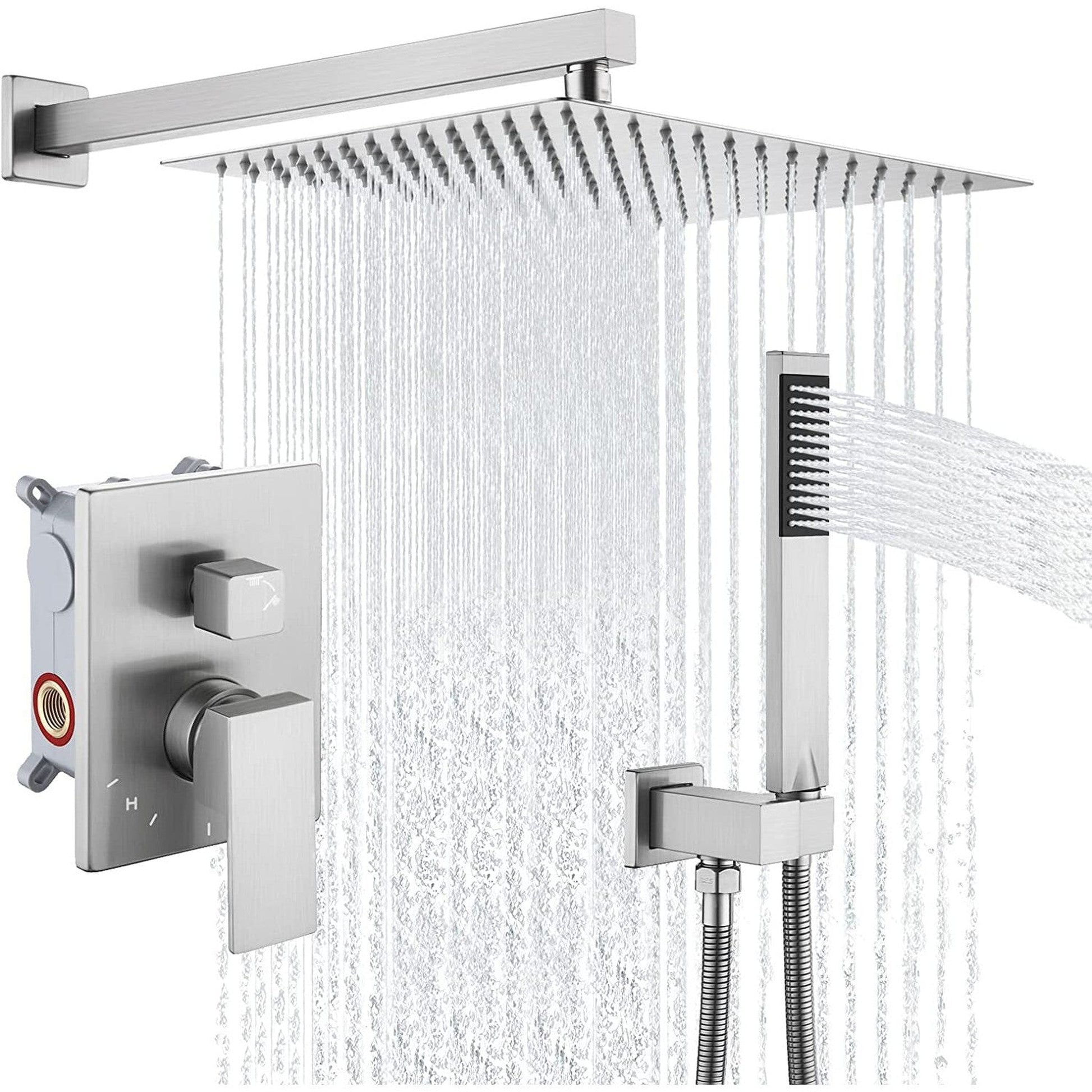 American Imaginations AI-36137 13" Brushed Nickel Rectangle Stainless Steel Modern Shower Kit