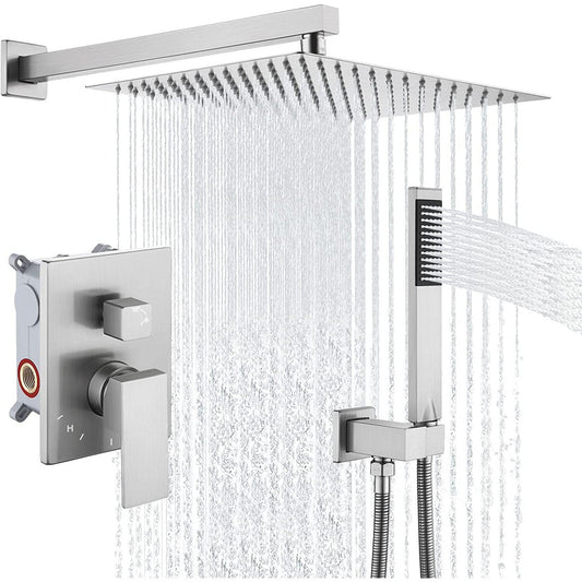 American Imaginations AI-36137 13" Brushed Nickel Rectangle Stainless Steel Modern Shower Kit