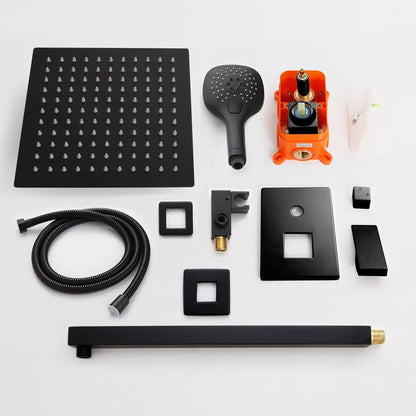 American Imaginations AI-36142 8" Black Square Stainless Steel Modern Shower Kit