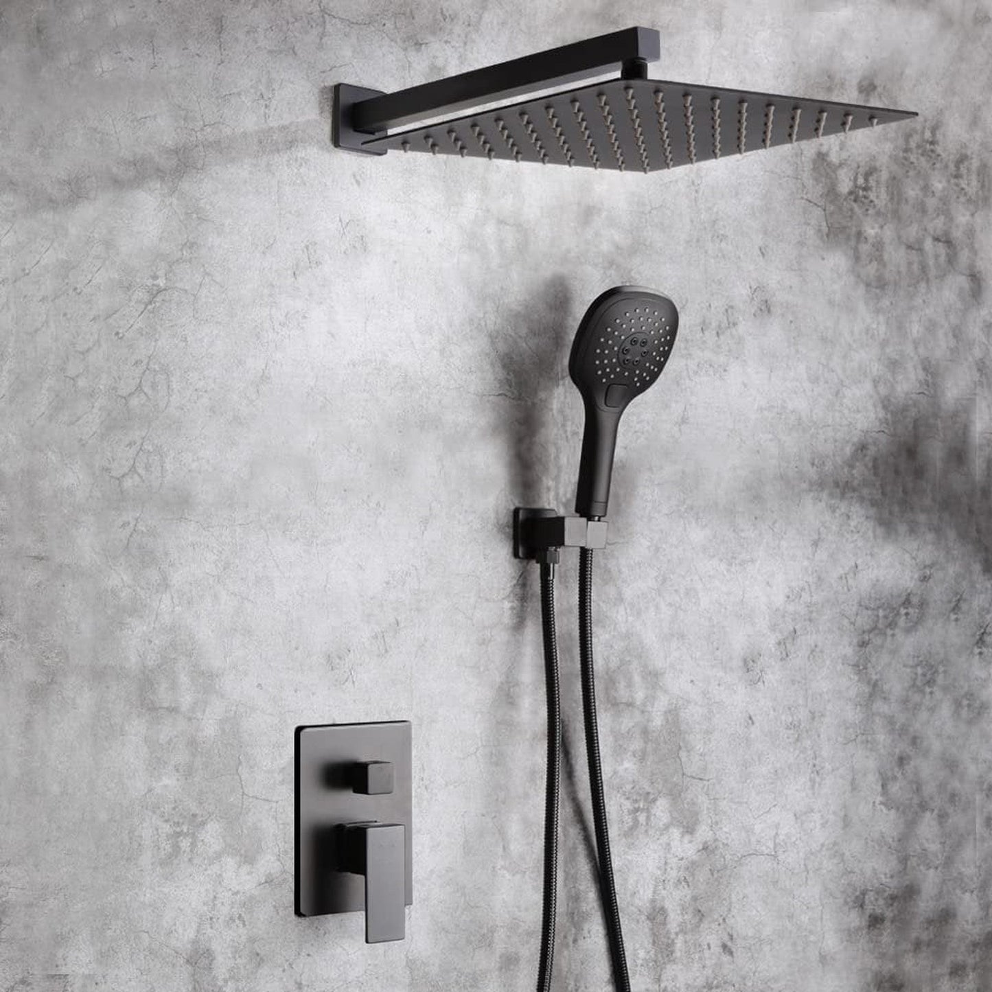 American Imaginations AI-36142 8" Black Square Stainless Steel Modern Shower Kit