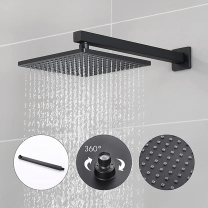 American Imaginations AI-36146 13" Matte Black Square Metal Modern Shower Kit