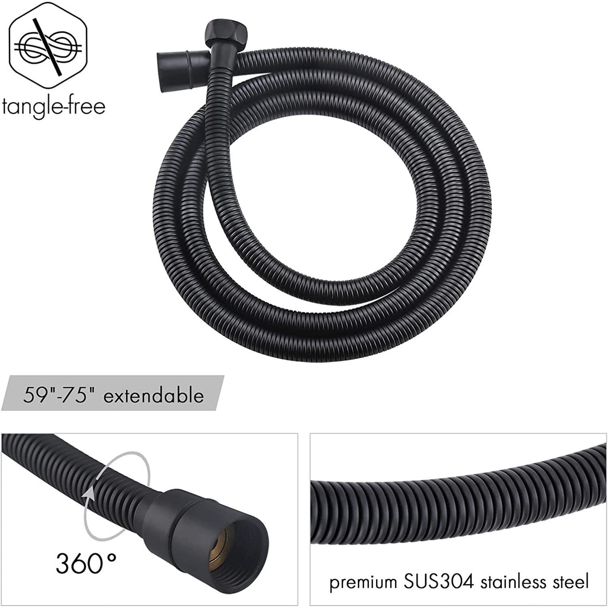 American Imaginations AI-36146 13" Matte Black Square Metal Modern Shower Kit