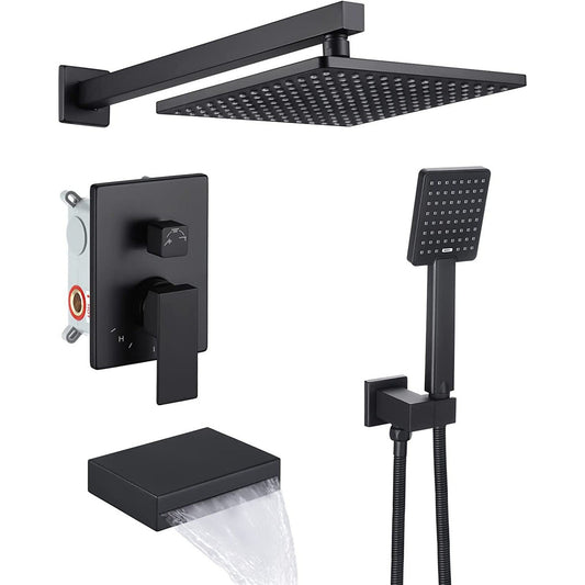 American Imaginations AI-36146 13" Matte Black Square Metal Modern Shower Kit