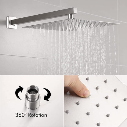 American Imaginations AI-36165 14" Brushed Nickel Rectangle Stainless Steel Modern Shower Kit