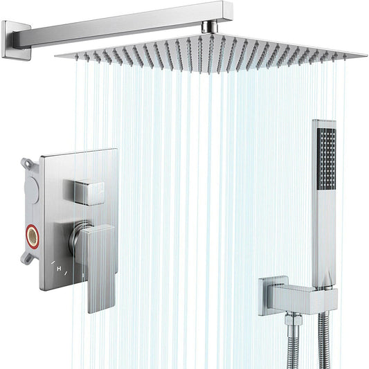 American Imaginations AI-36165 14" Brushed Nickel Rectangle Stainless Steel Modern Shower Kit