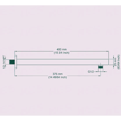 American Imaginations AI-36179 3" Polished Chrome Rectangular Wall Mount Modern Shower Arm
