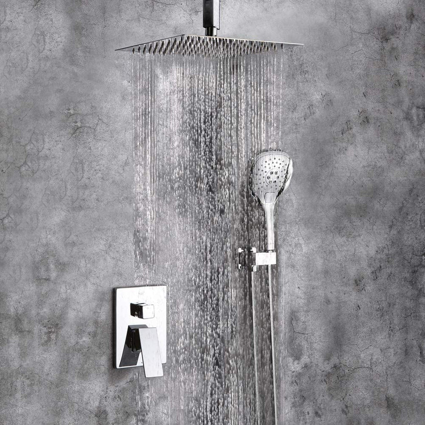 American Imaginations AI-36186 15" Chrome Square Stainless Steel Modern Shower Kit
