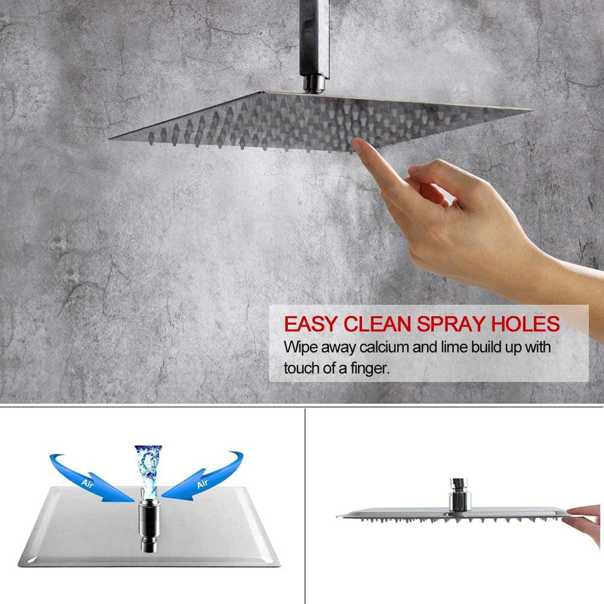 American Imaginations AI-36186 15" Chrome Square Stainless Steel Modern Shower Kit