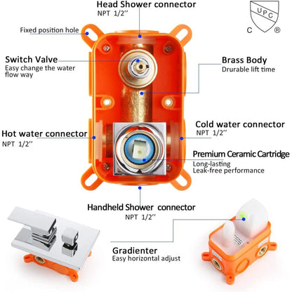 American Imaginations AI-36186 15" Chrome Square Stainless Steel Modern Shower Kit