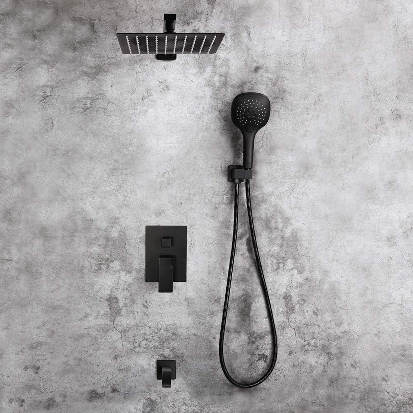 American Imaginations AI-36194 14" Black Square Stainless Steel Modern Shower Kit