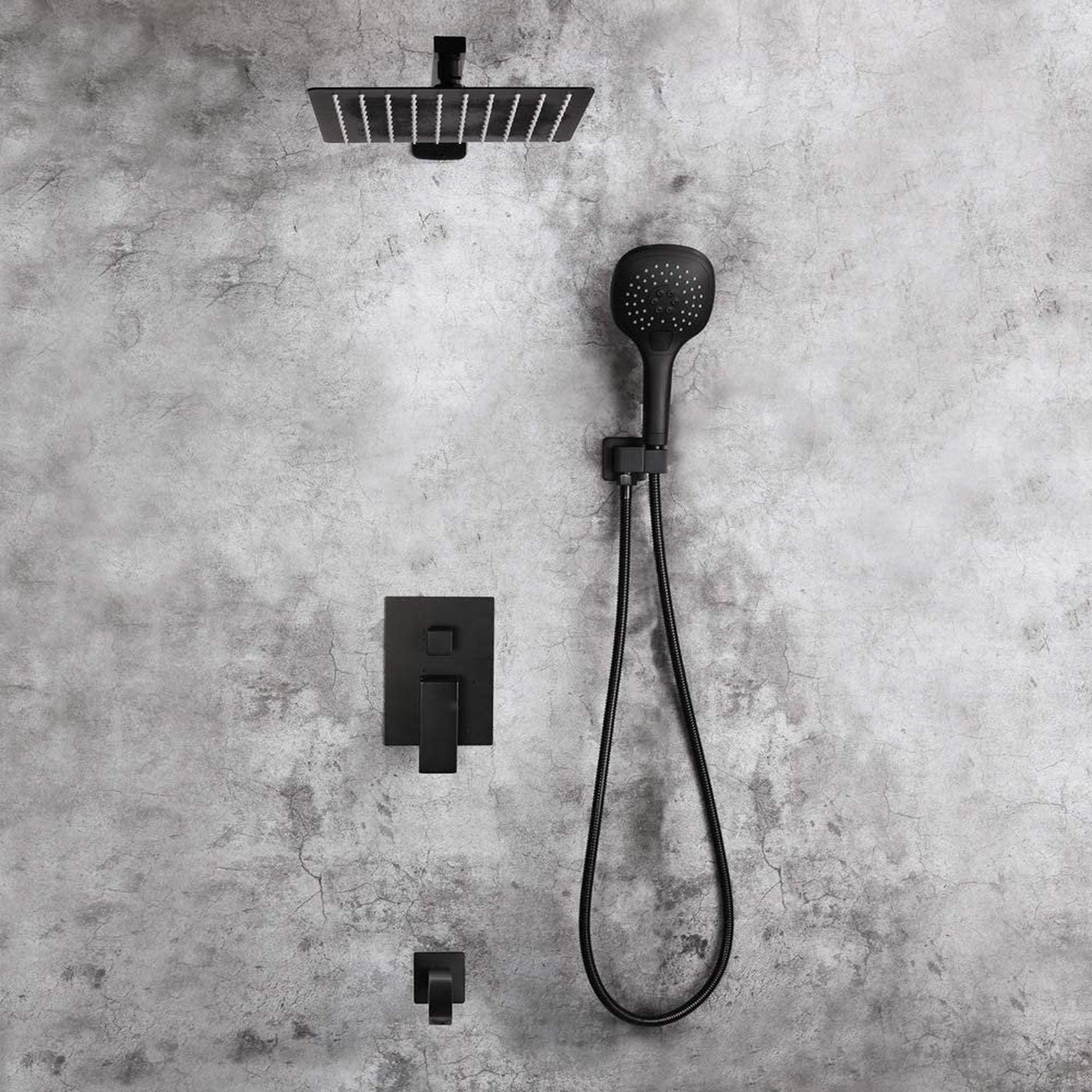 American Imaginations AI-36194 14" Black Square Stainless Steel Modern Shower Kit