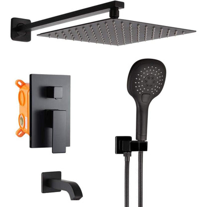 American Imaginations AI-36194 14" Black Square Stainless Steel Modern Shower Kit