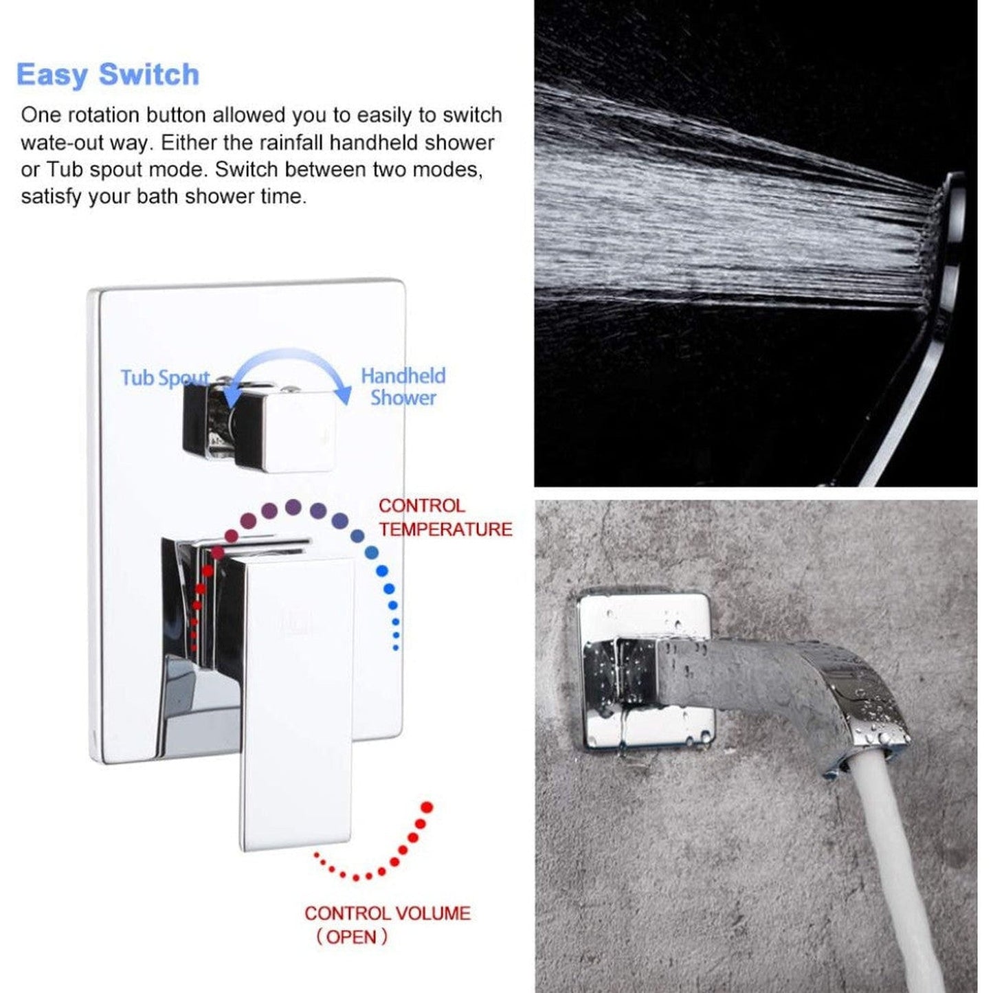 American Imaginations AI-36237 12" Chrome Unique Brass Modern Shower Kit
