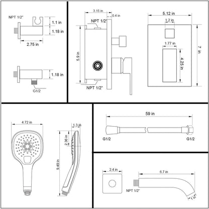 American Imaginations AI-36237 12" Chrome Unique Brass Modern Shower Kit