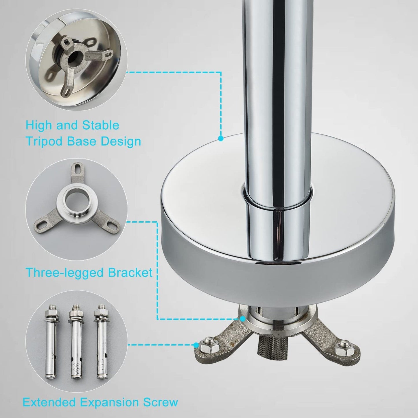 American Imaginations AI-36245 6" Chrome Curved Brass-Ceramic Modern Bathtub Shower Faucet