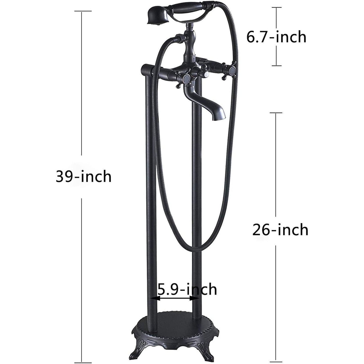 American Imaginations AI-36252 6" Oil Rubbed Bronze Unique Brass Modern Bathtub Shower Faucet