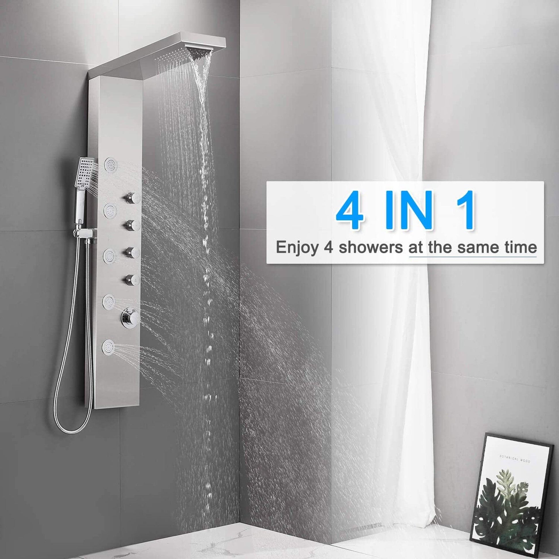American Imaginations AI-36269 10" Silver Rectangle Stainless Steel-Brass Modern Shower Panel