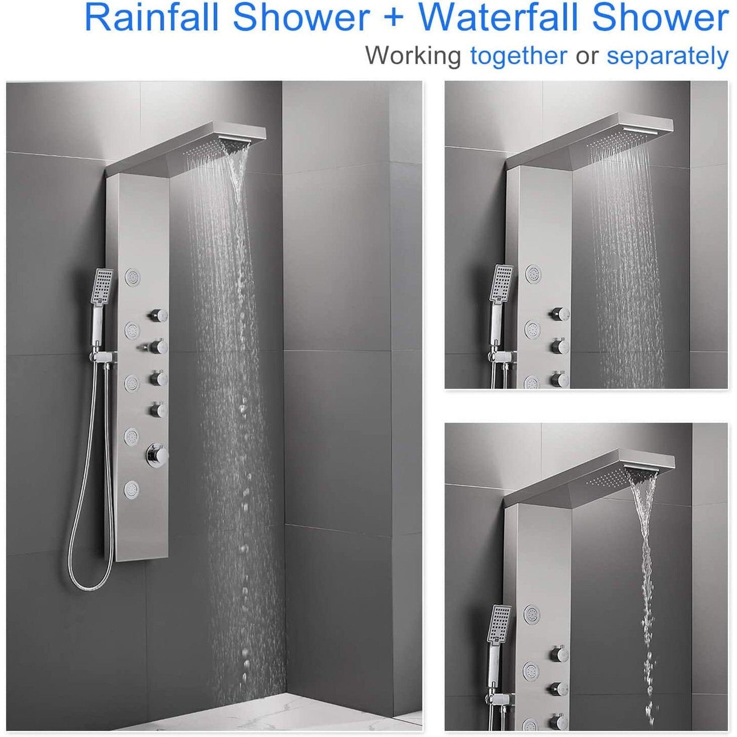 American Imaginations AI-36269 10" Silver Rectangle Stainless Steel-Brass Modern Shower Panel