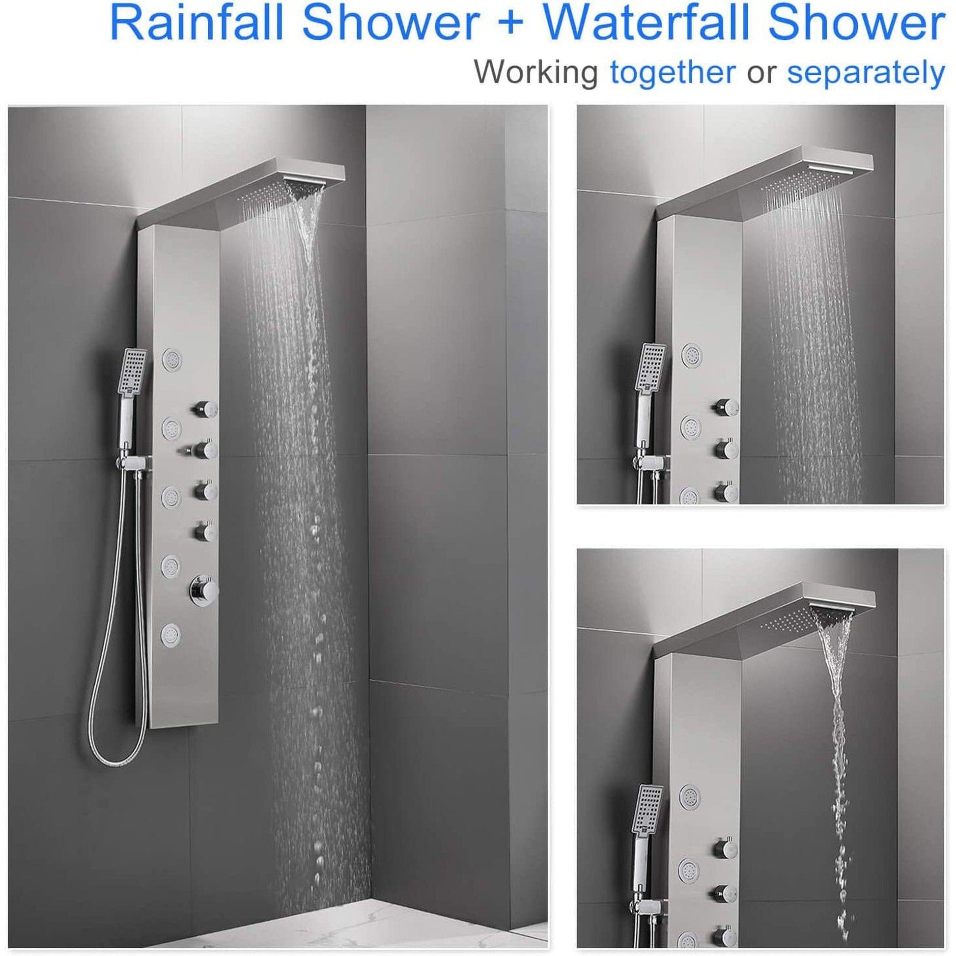 American Imaginations AI-36269 10" Silver Rectangle Stainless Steel-Brass Modern Shower Panel