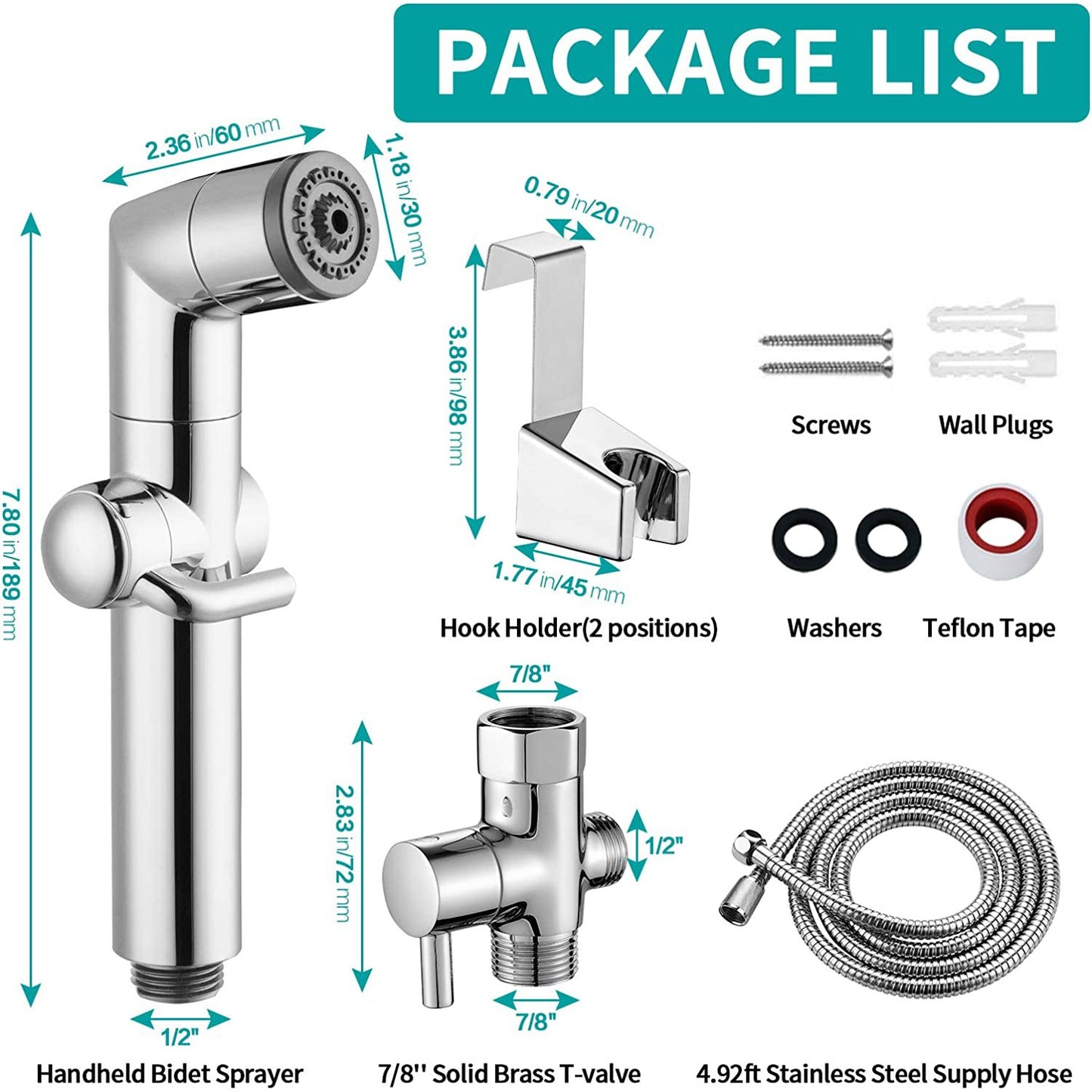 American Imaginations AI-36518 2" Chrome Rectangular Wall Mount Modern Handheld Bidet