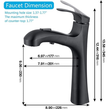 American Imaginations AI-36529 2" Black Unique Stainless Steel Modern Bathroom Sink Faucet