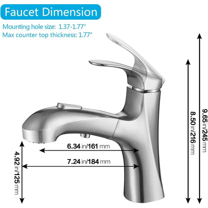 American Imaginations AI-36530 2" Brushed Nickel Unique Stainless Steel Modern Bathroom Sink Faucet