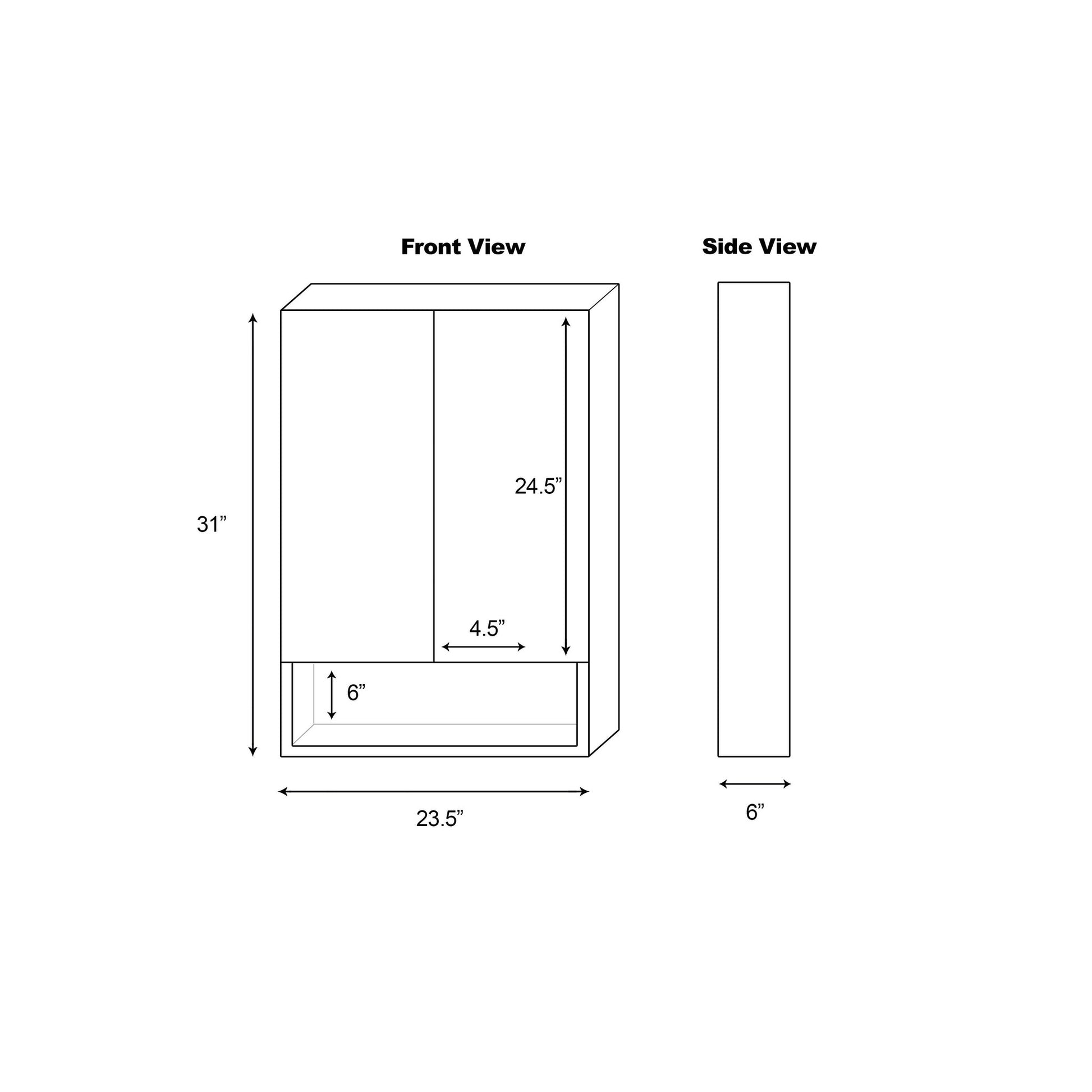 American Imaginations AI-543 24" Dawn Grey Rectangular Wall Mount Modern Medicine Cabinet