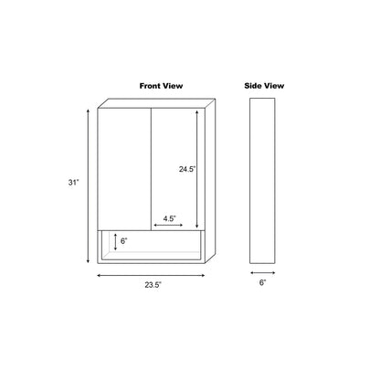 American Imaginations AI-543 24" Dawn Grey Rectangular Wall Mount Modern Medicine Cabinet