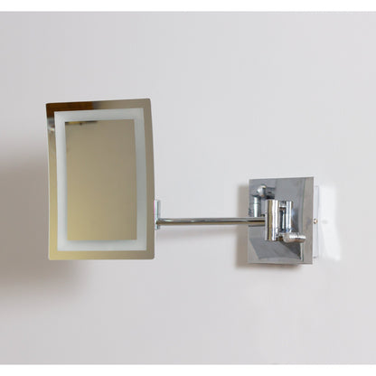 American Imaginations AI-558 17" Chrome Rectangular Wall Mount Modern Magnifying Mirror