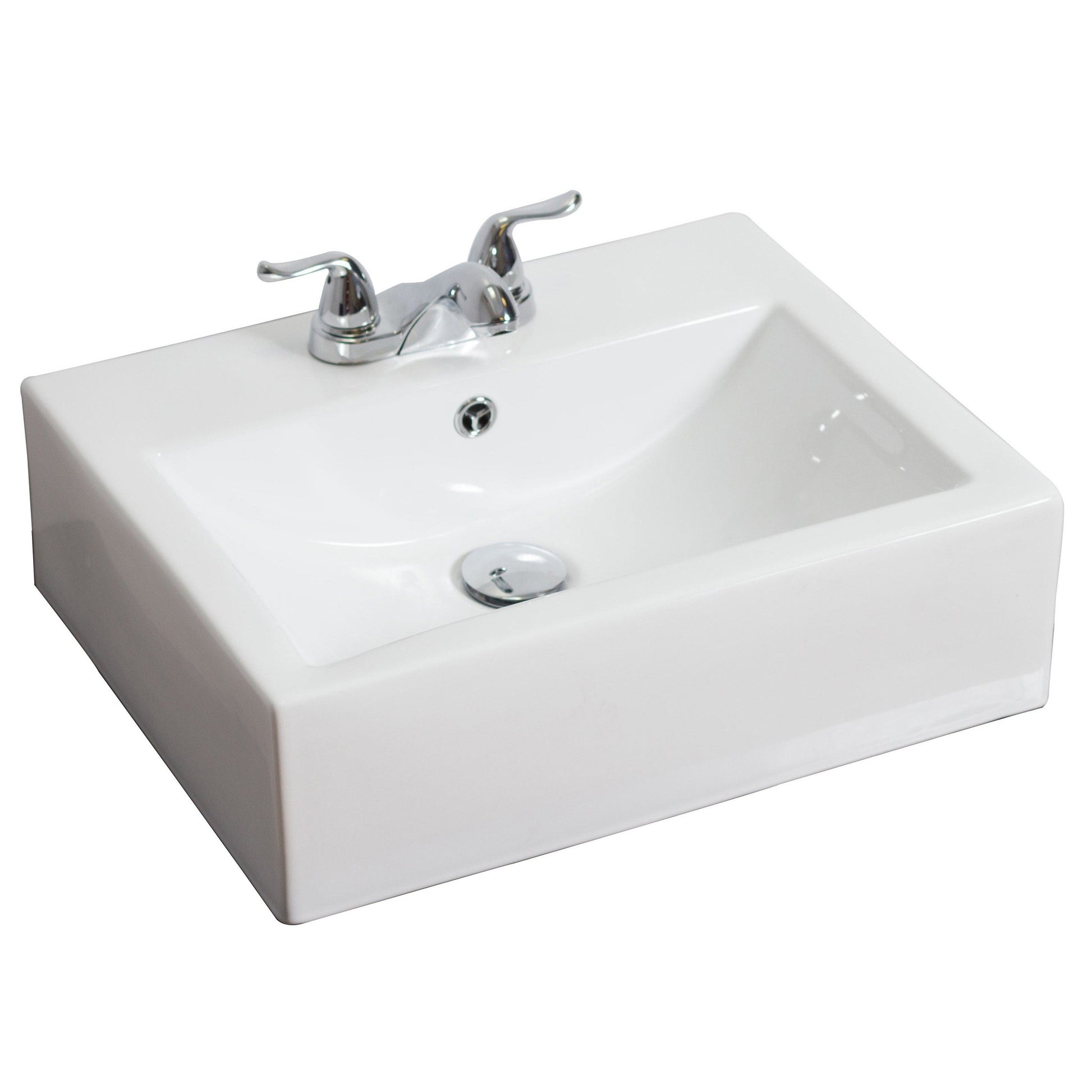 American Imaginations AI-593 20" Rectangle Enamel Glaze White Ceramic Transitional