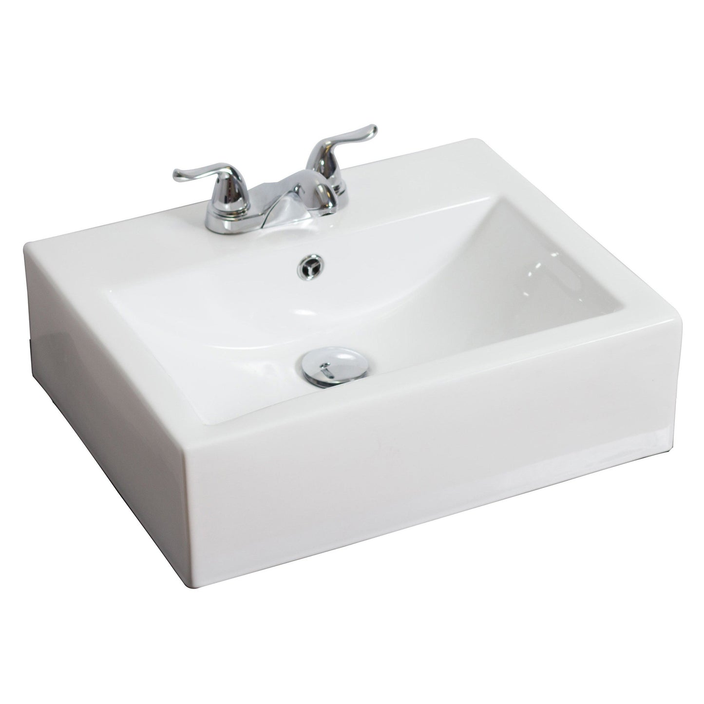 American Imaginations AI-686 20" Rectangle Enamel Glaze White Ceramic Transitional