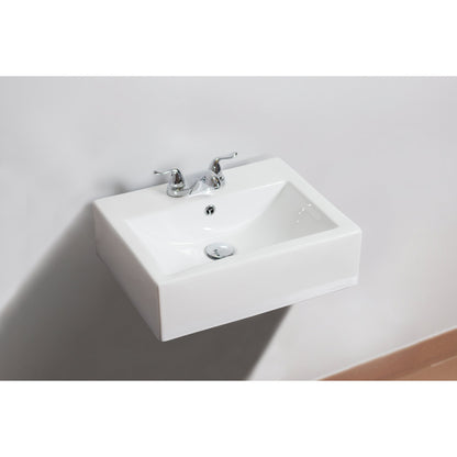 American Imaginations AI-686 20" Rectangle Enamel Glaze White Ceramic Transitional