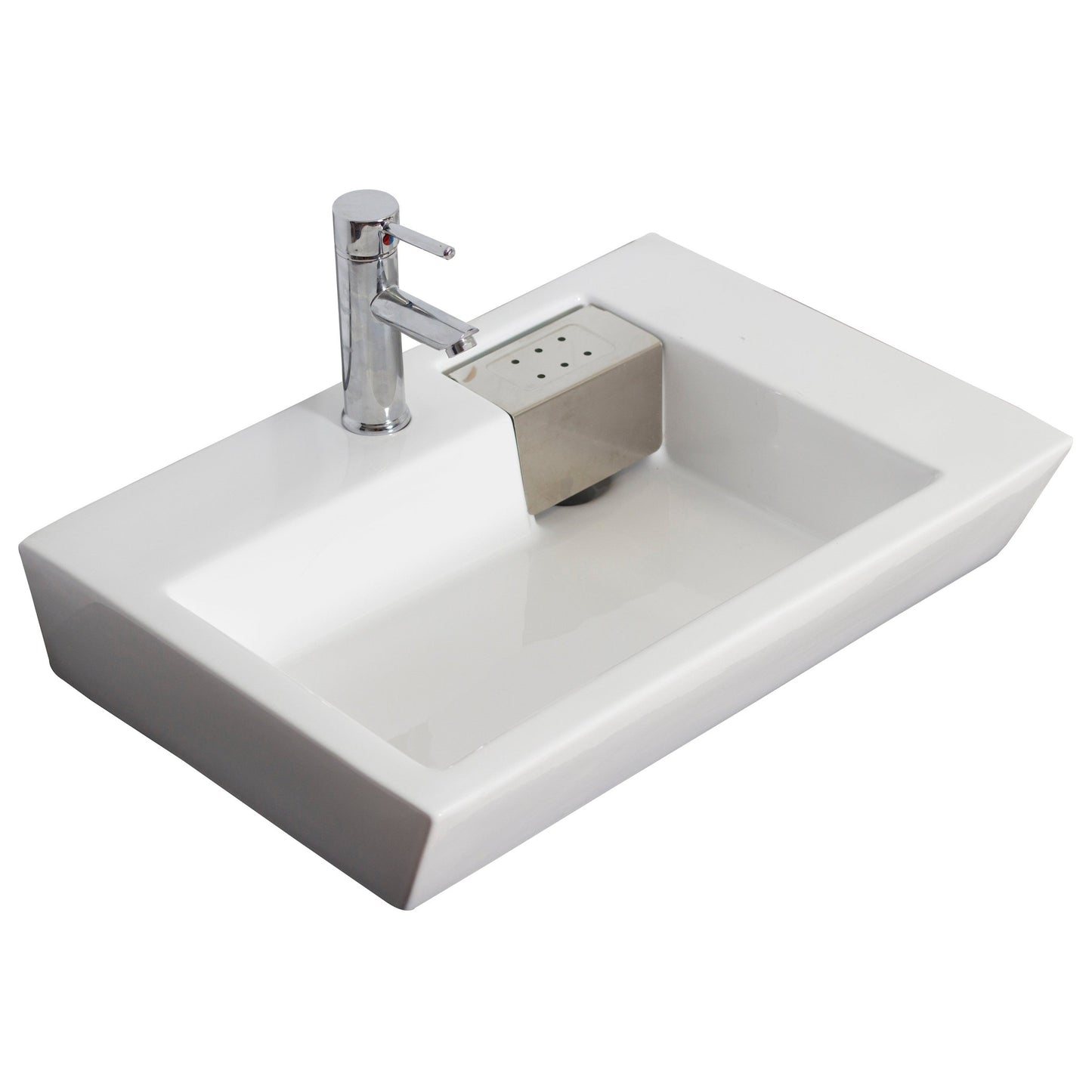 American Imaginations AI-705 26" Rectangle Enamel Glaze White Ceramic Modern