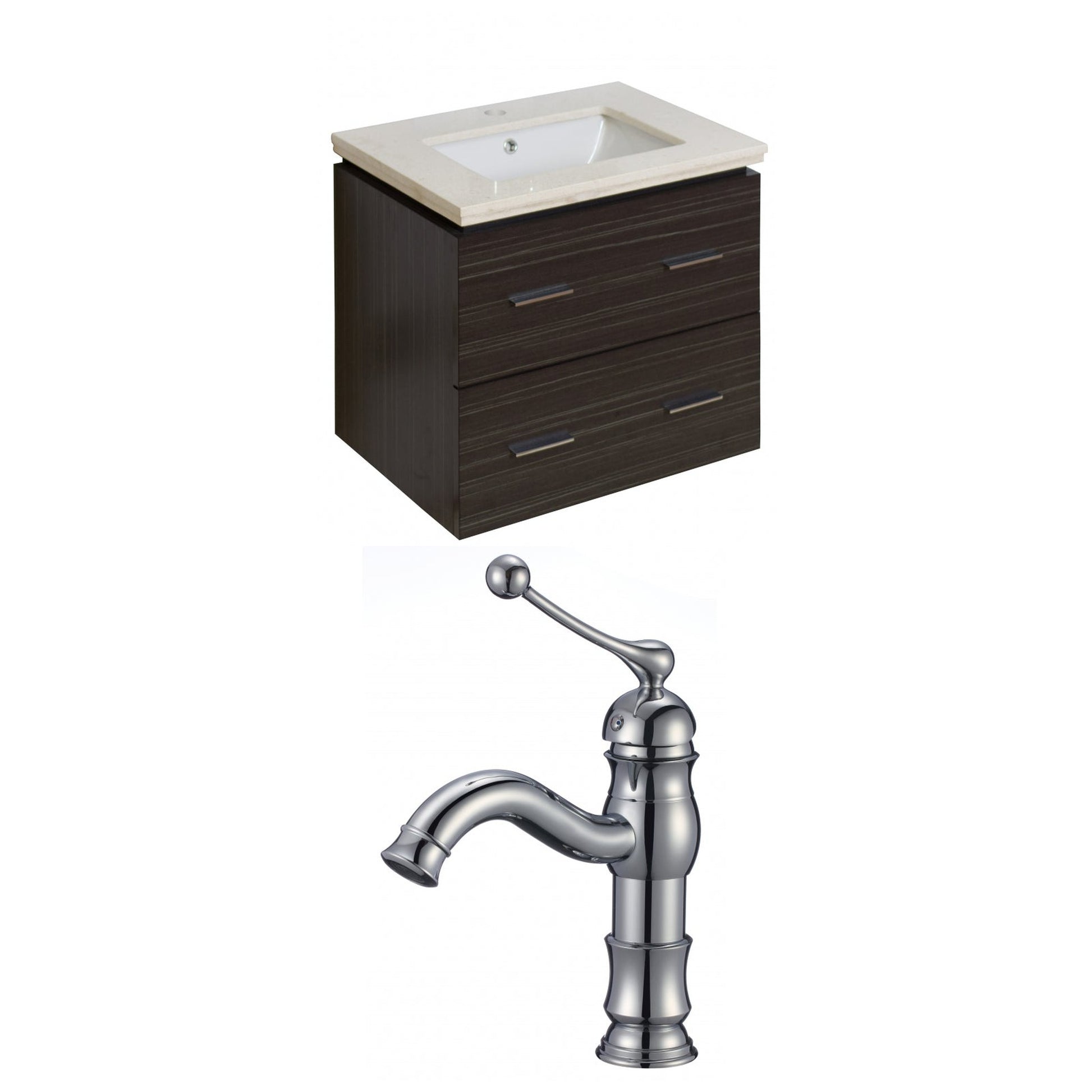 American Imaginations AI-8384 24" Dawn Grey Rectangular Wall Mount Modern Vanity Set