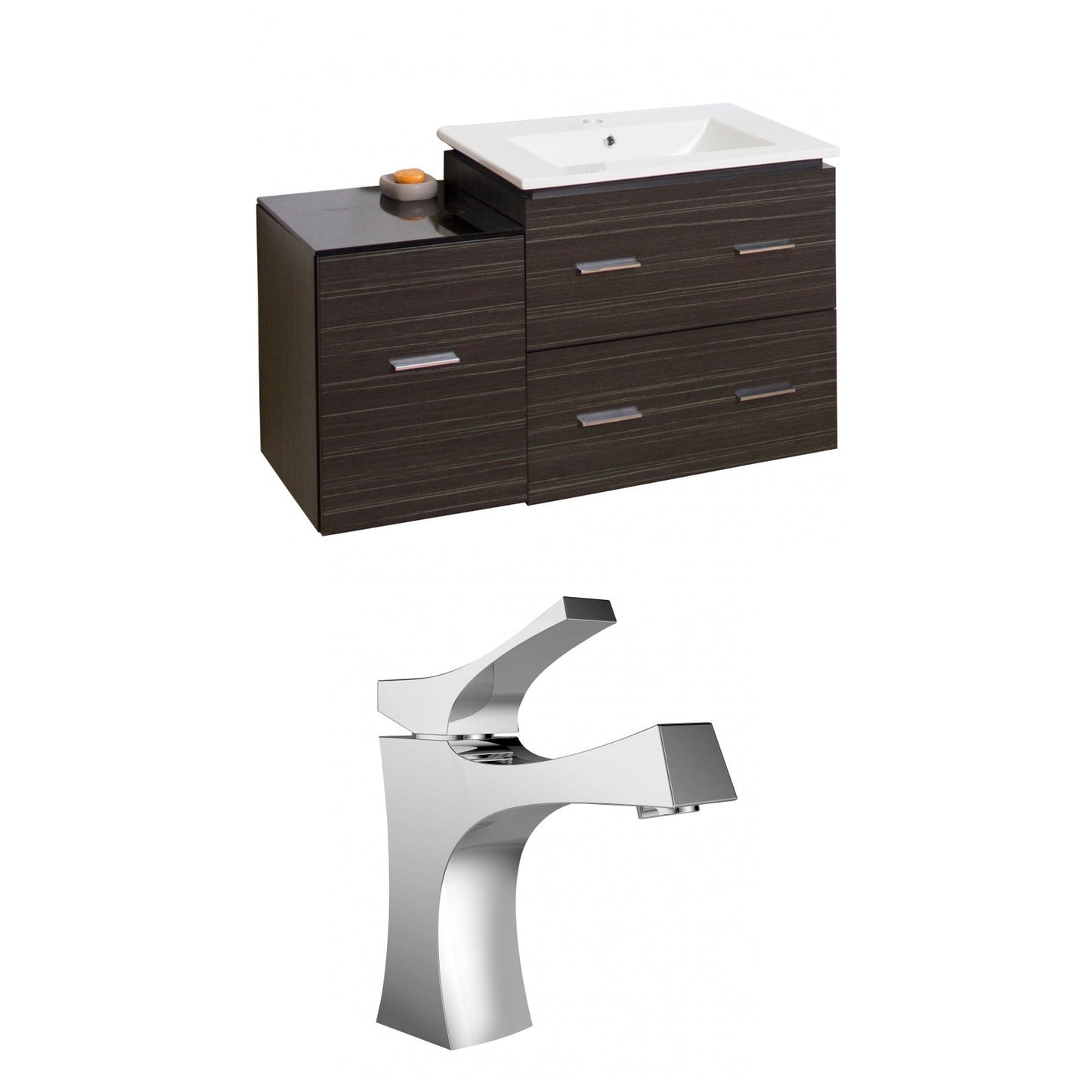 American Imaginations AI-8455 38" Dawn Grey Rectangular Wall Mount Modern Vanity Set
