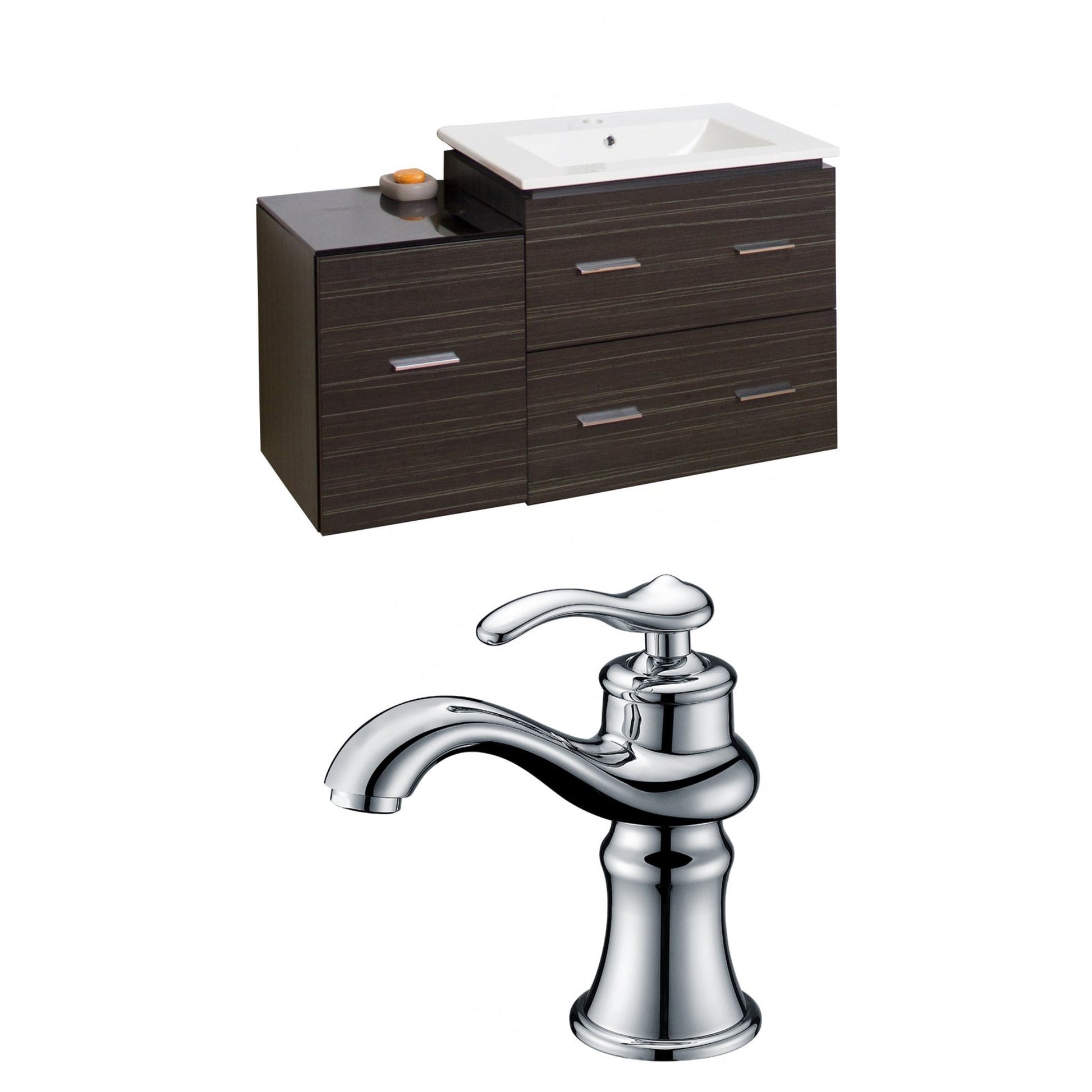 American Imaginations AI-8456 38" Dawn Grey Rectangular Wall Mount Modern Vanity Set